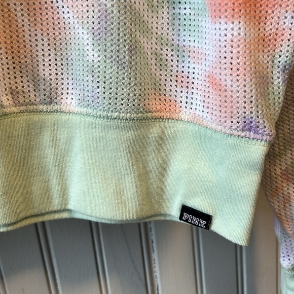 PINK VICTORIA SECRETS Tie Dye Mesh Slouchy Over-sized Crew Top - MEDIUM - Picture 7 of 10